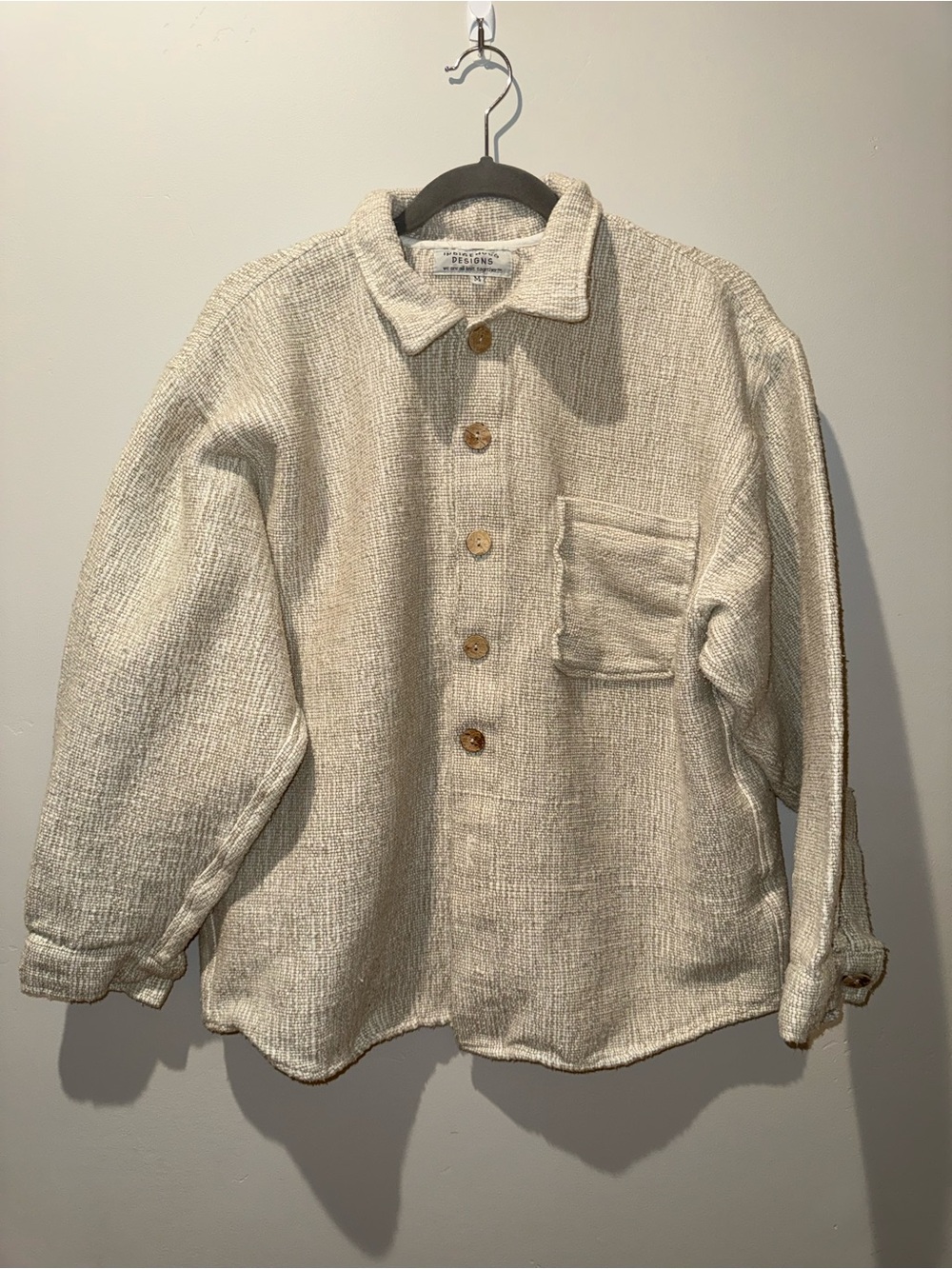 Indigenous Design Cotton Button Down Shirt Jacket Shacket Made In USA Medium